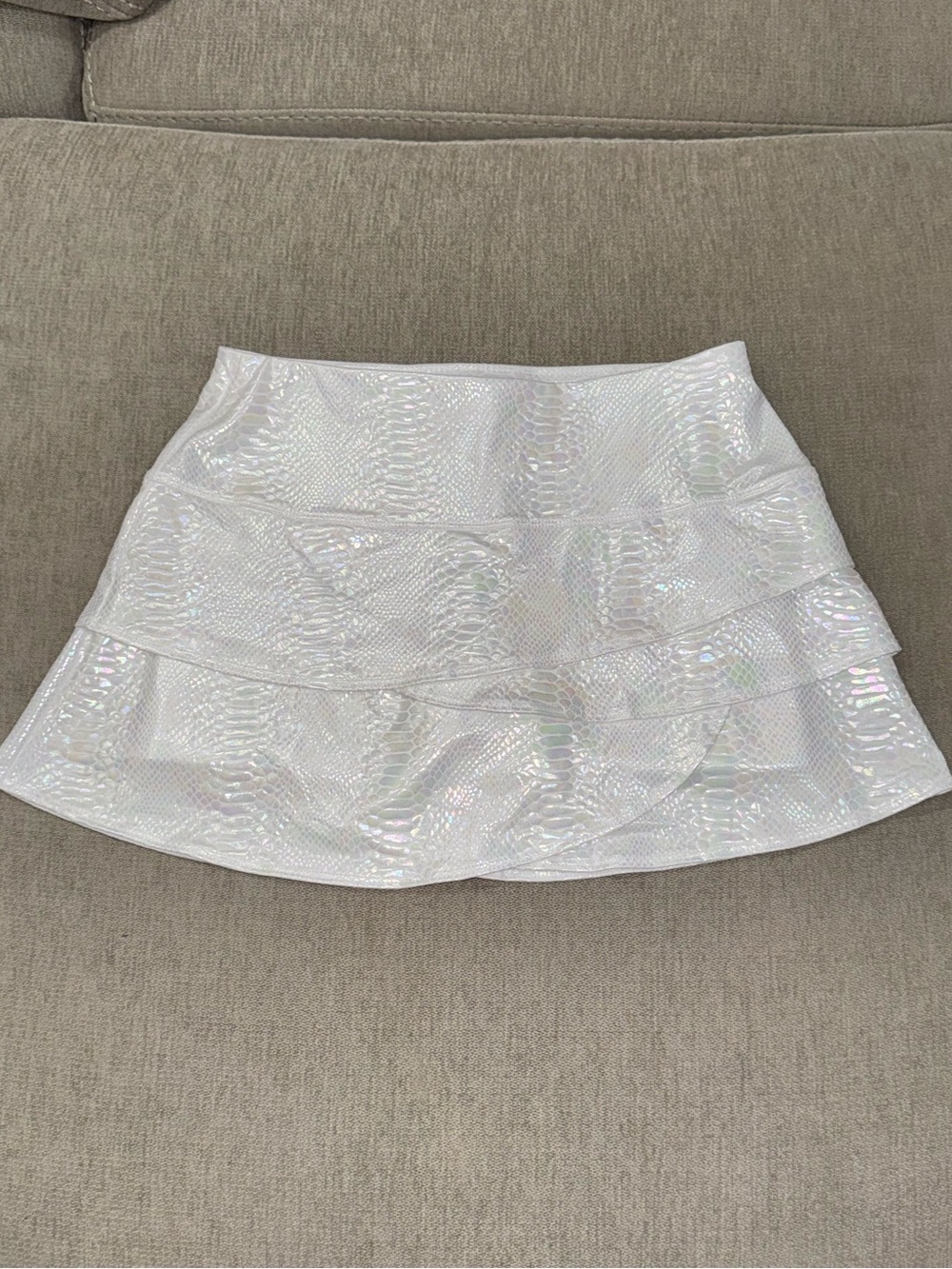 Lucky in Love Iridescent White Python Scallop Tennis Skirt/Skort - Picture 2 of 8